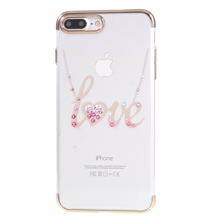 KAVARO Crystal Silk-screen Printing Plated PC Back Case for iPhone 7 Plus 5.5 - Love-2