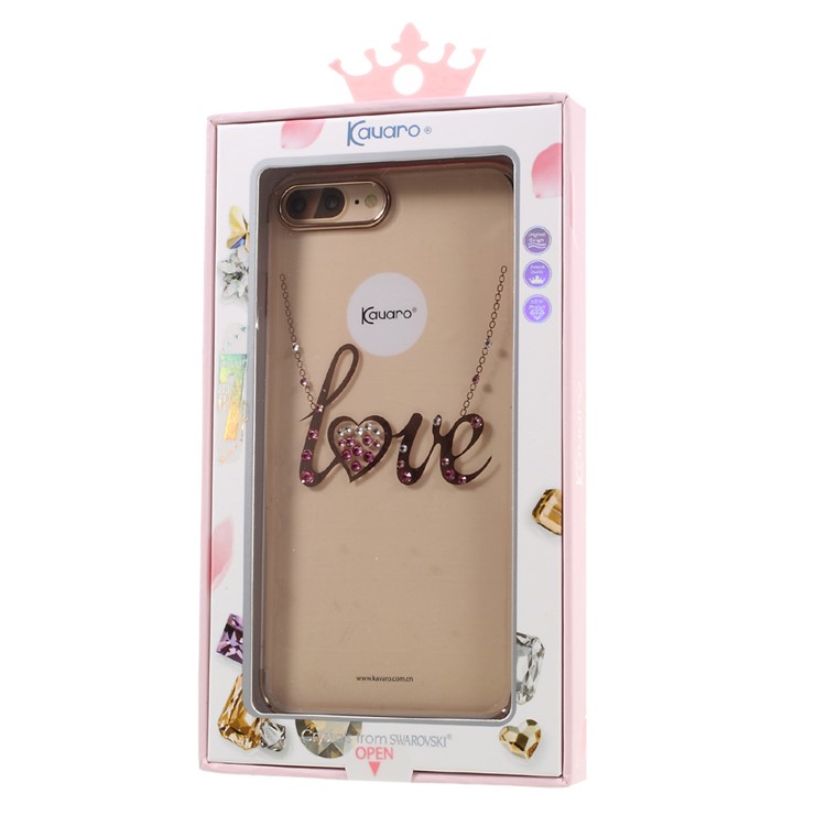 KAVARO Crystal Silk-screen Printing Plated PC Back Case for iPhone 7 Plus 5.5 - Love-6
