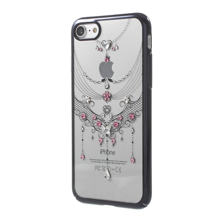 KAVARO Veiling Series Shell for iPhone 7 Luxury Diamond Plating PC Phone Case - Rose / Black-3