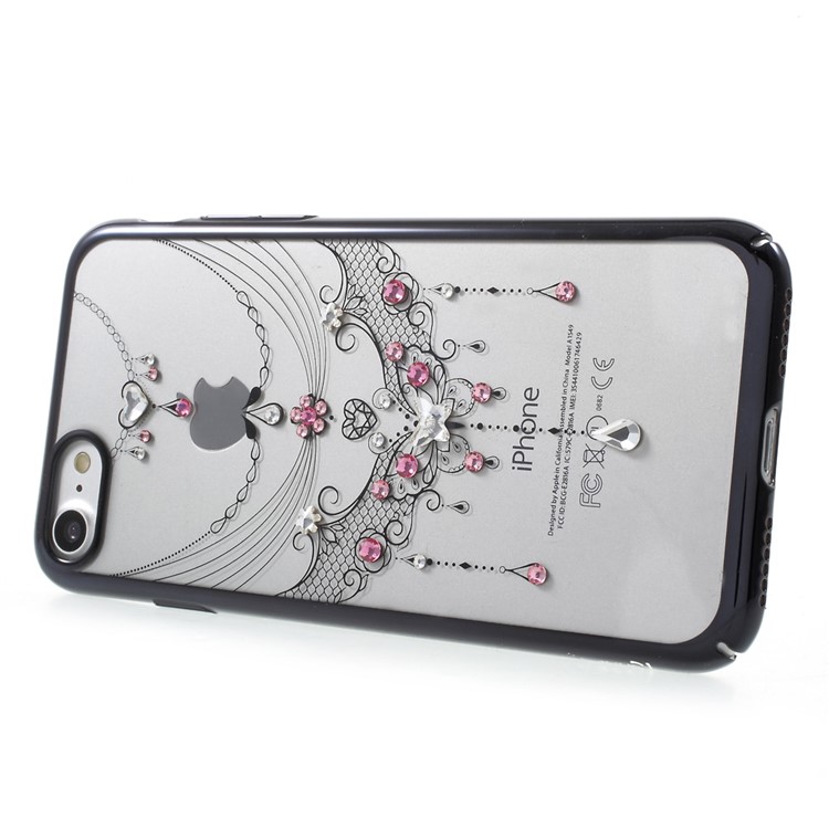 KAVARO Veiling Series Shell for iPhone 7 Luxury Diamond Plating PC Phone Case - Rose / Black-4