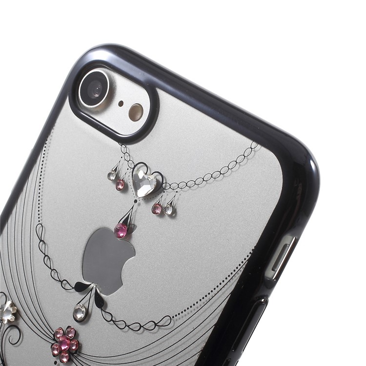 KAVARO Veiling Series Shell for iPhone 7 Luxury Diamond Plating PC Phone Case - Rose / Black-5