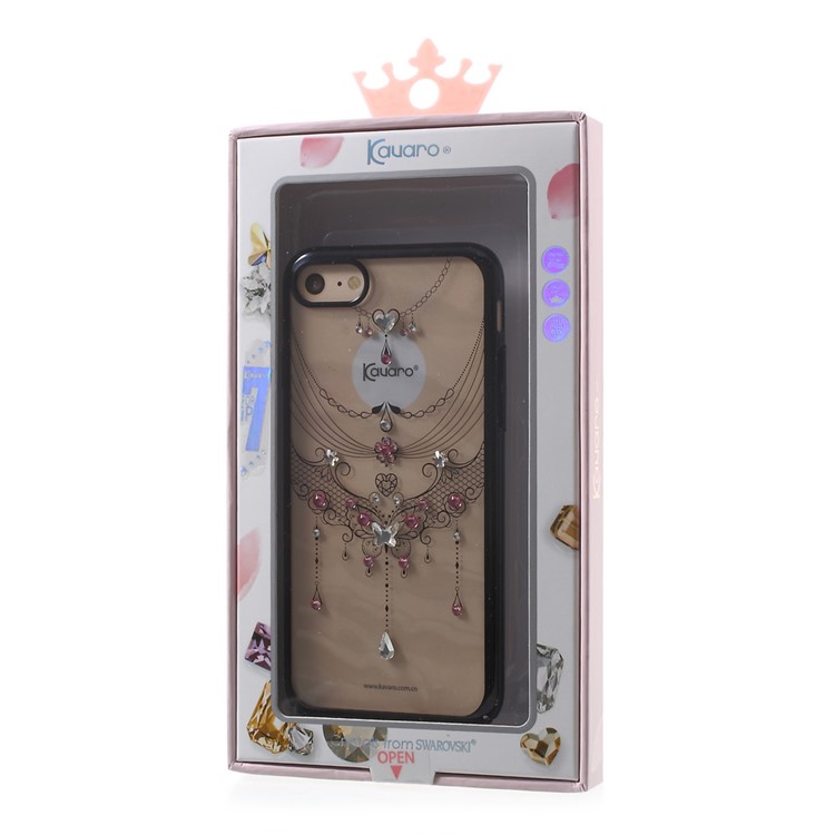 KAVARO Veiling Series Shell for iPhone 7 Luxury Diamond Plating PC Phone Case - Rose / Black-9
