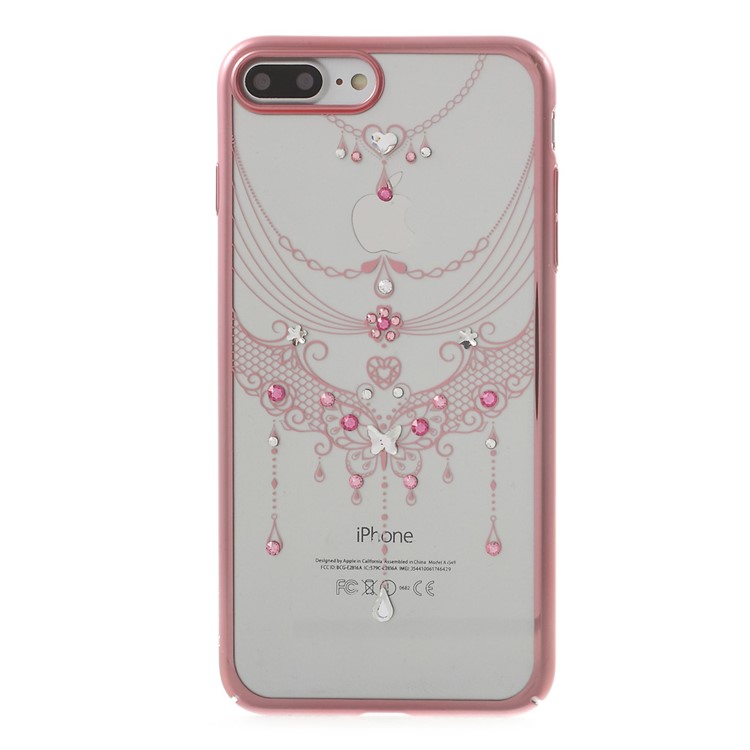 KAVARO Fancy Shaped Diamond Plating PC Case for iPhone 7 Plus (Rose Gold) - Butterfly Pendant-1