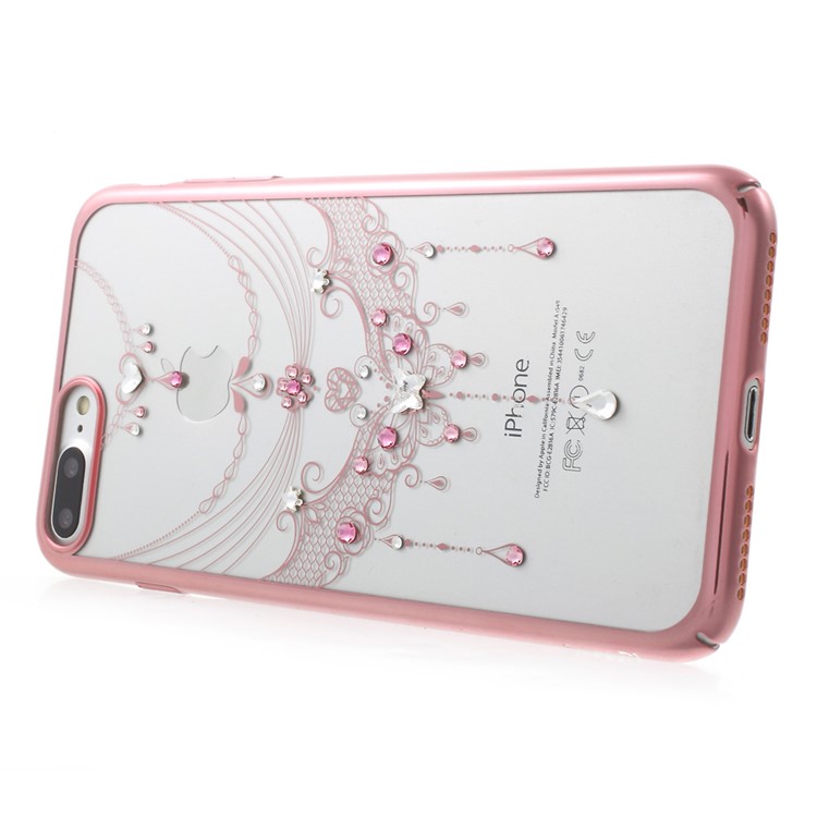 KAVARO Fancy Shaped Diamond Plating PC Case for iPhone 7 Plus (Rose Gold) - Butterfly Pendant-4