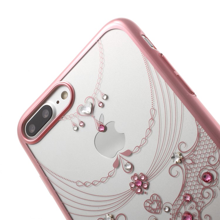 KAVARO Fancy Shaped Diamond Plating PC Case for iPhone 7 Plus (Rose Gold) - Butterfly Pendant-5