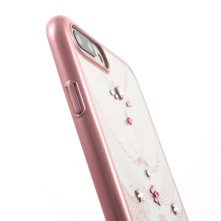 KAVARO Fancy Shaped Diamond Plating PC Case for iPhone 7 Plus (Rose Gold) - Butterfly Pendant-6