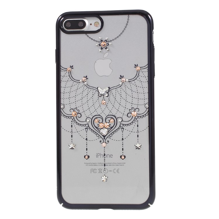 KAVARO Plating Fancy Shaped Diamond PC Case for iPhone 7 4.7 Inch (Piano Black) - Heart Pendant-2
