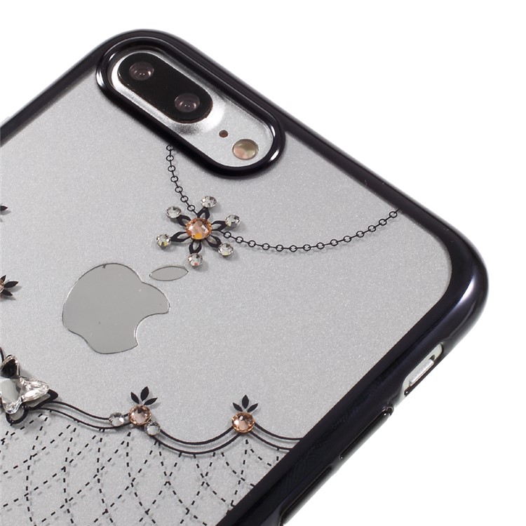 KAVARO Plating Fancy Shaped Diamond PC Case for iPhone 7 4.7 Inch (Piano Black) - Heart Pendant-3