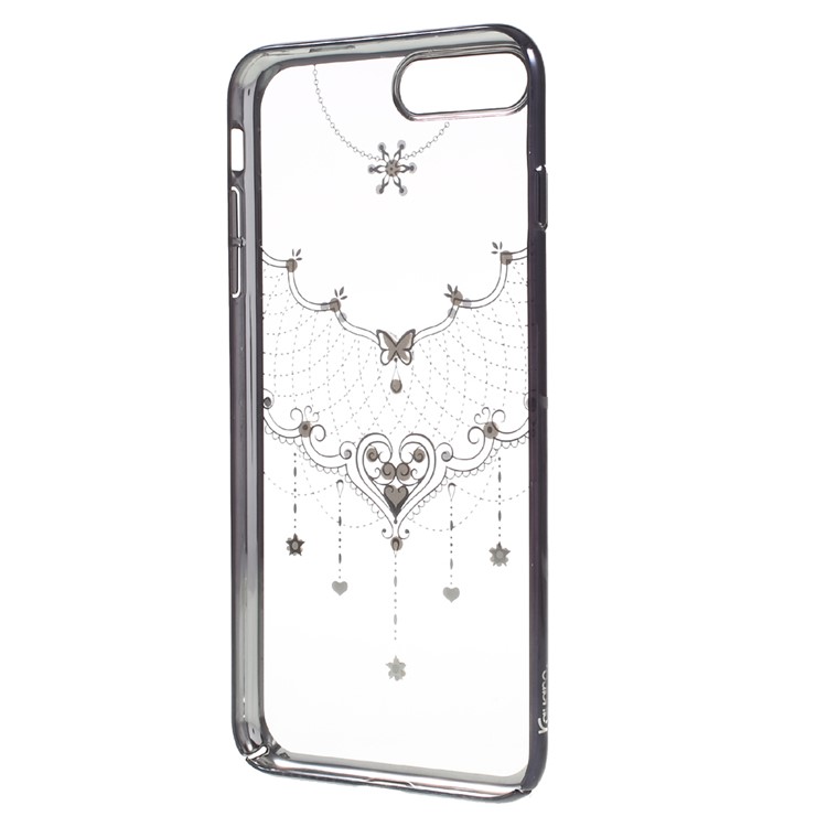 KAVARO Plating Fancy Shaped Diamond PC Case for iPhone 7 4.7 Inch (Piano Black) - Heart Pendant-5