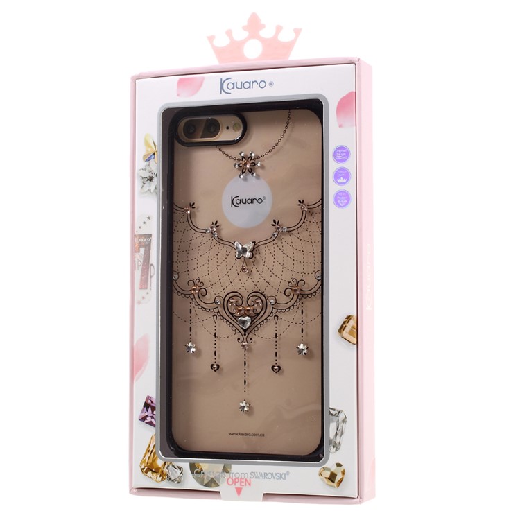 KAVARO Plating Fancy Shaped Diamond PC Case for iPhone 7 4.7 Inch (Piano Black) - Heart Pendant-6