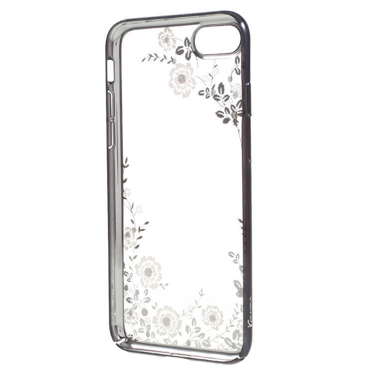 KAVARO Flora Authorized Swarovski Plated PC Shell Cover for iPhone 7 (Black Edge) - White-5