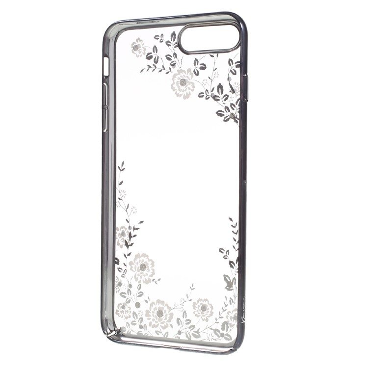 KAVARO for iPhone 7 Plus Flora Authorized Swarovski Plated Hard Cover (Black Edge) - White-5