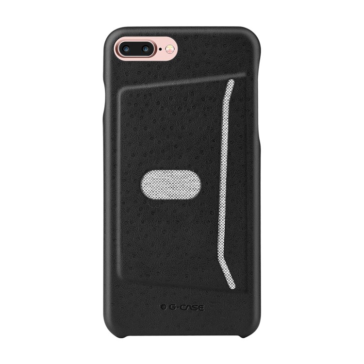 G-CASE Ostrich Texture Leather Coated PC Card Holder Case for iPhone 7 Plus 5.5 inch - Black-1