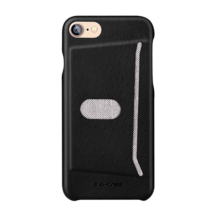 G-CASE Ostrich Texture Leather Coated PC Card Holder Case for iPhone 7 4.7 inch - Black-1