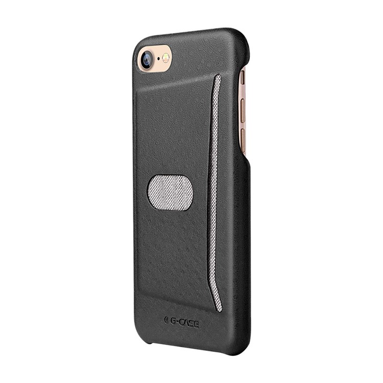 G-CASE Ostrich Texture Leather Coated PC Card Holder Case for iPhone 7 4.7 inch - Black-3