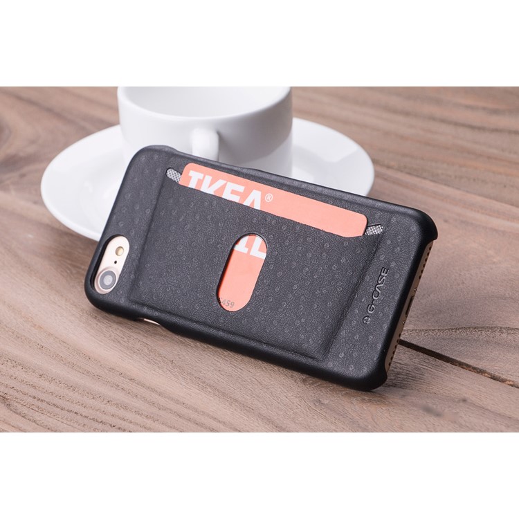 G-CASE Ostrich Texture Leather Coated PC Card Holder Case for iPhone 7 4.7 inch - Black-5