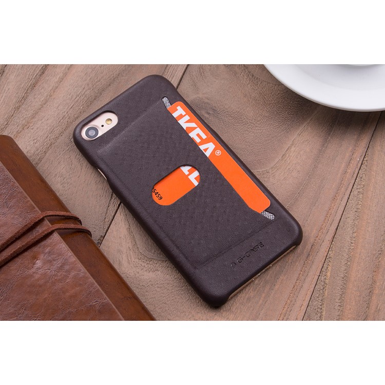 G-CASE Ostrich Texture Leather Coated PC Card Holder Case for iPhone 7 4.7 inch - Black-6