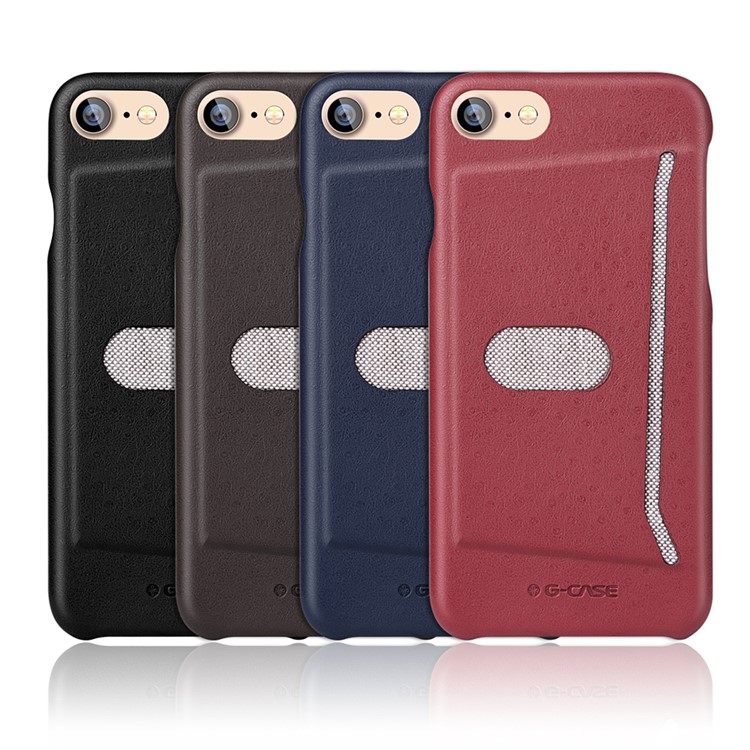 G-CASE Ostrich Texture Leather Coated PC Card Holder Case for iPhone 7 4.7 inch - Black-7