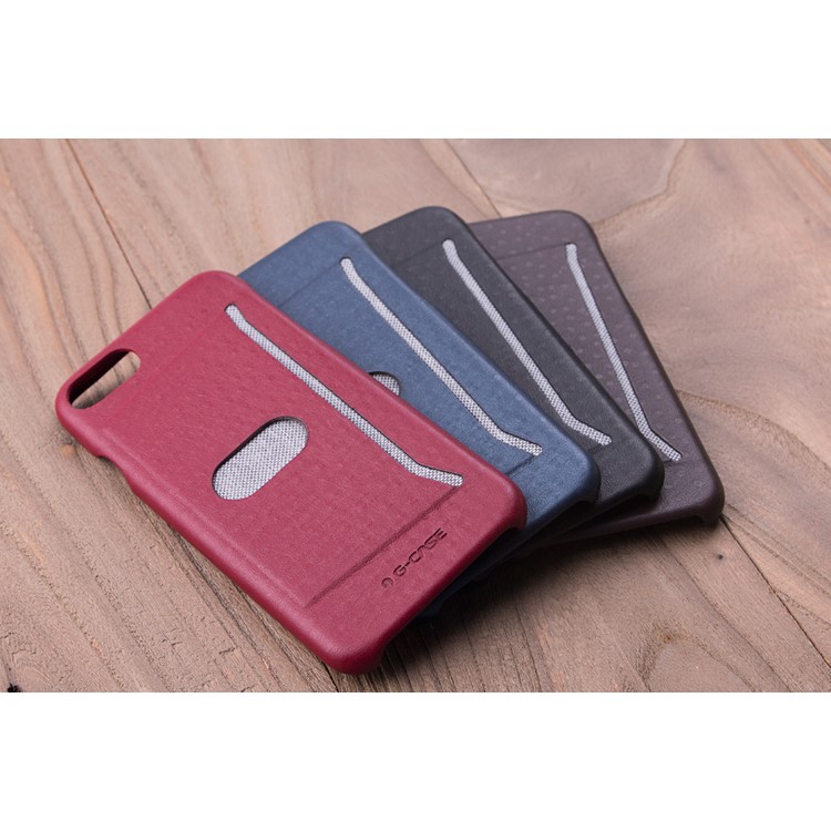 G-CASE Ostrich Texture Leather Coated PC Card Holder Case for iPhone 7 4.7 inch - Black-9
