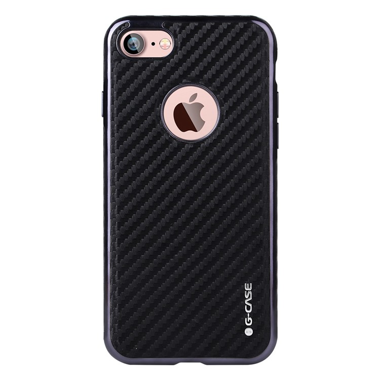 G-CASE for iPhone 7 Carbon Fiber Texture Leather Skin Plating TPU Phone Case - Black-1