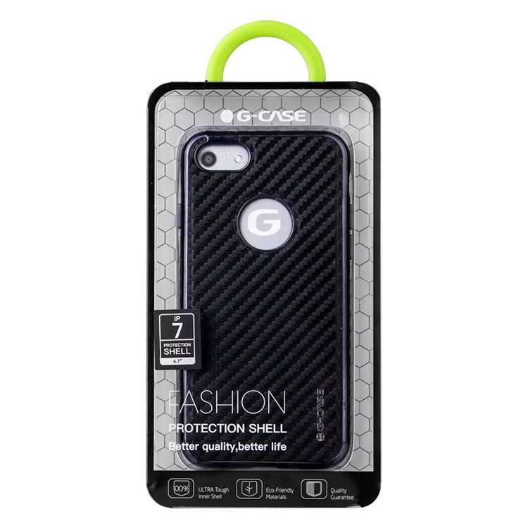 G-CASE for iPhone 7 Carbon Fiber Texture Leather Skin Plating TPU Phone Case - Black-13