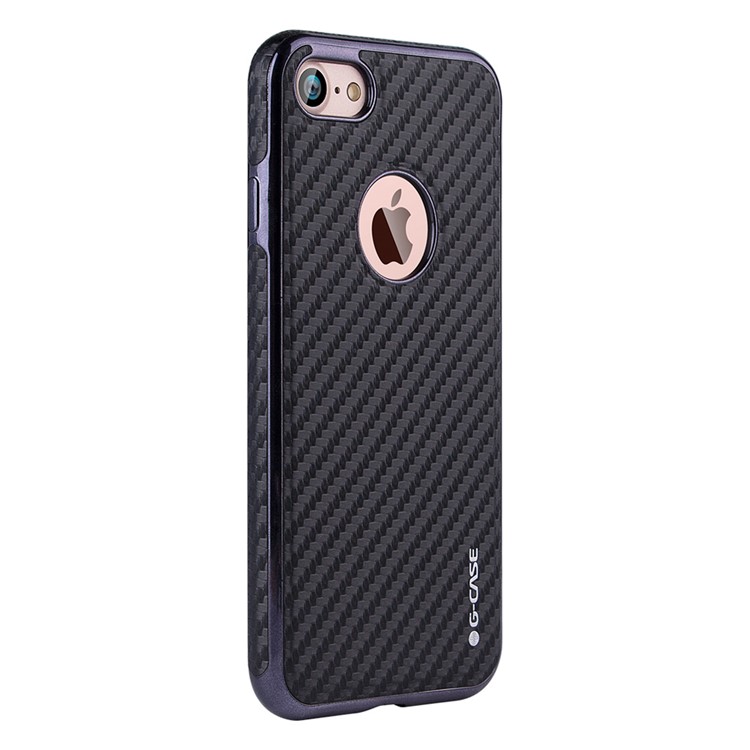 G-CASE for iPhone 7 Carbon Fiber Texture Leather Skin Plating TPU Phone Case - Black-3