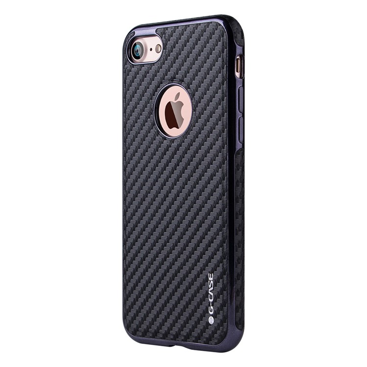 G-CASE for iPhone 7 Carbon Fiber Texture Leather Skin Plating TPU Phone Case - Black-5