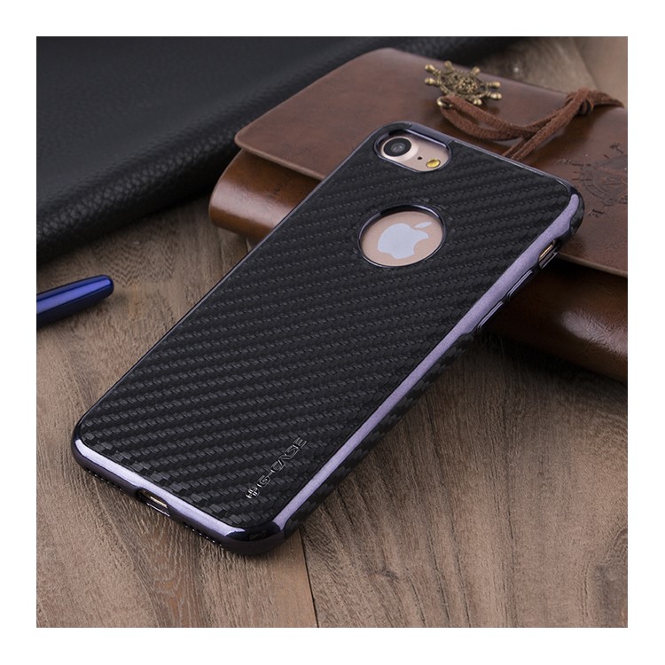 G-CASE for iPhone 7 Carbon Fiber Texture Leather Skin Plating TPU Phone Case - Black-9