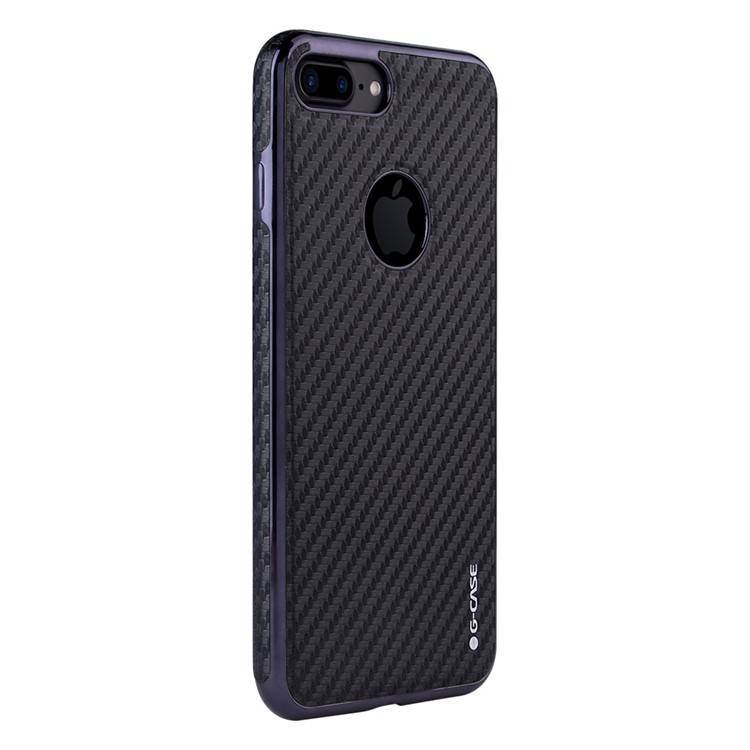 G-CASE for iPhone 7 Plus Carbon Fiber Texture Leather Skin Plating TPU Phone Case - Black-3