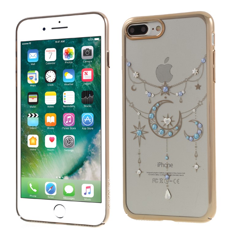 KINGXBAR for iPhone 7 Plus Luxury Authorized Swarovski Plating PC Case (Gold Edge) - Crescent-1