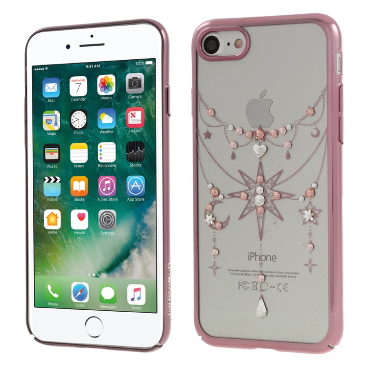 KINGXBAR for iPhone 7 Luxury Authorized Swarovski Plating PC Phone Case - Star / Rose Gold Edge-1