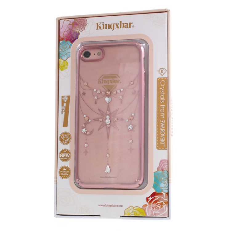 KINGXBAR for iPhone 7 Luxury Authorized Swarovski Plating PC Phone Case - Star / Rose Gold Edge-6