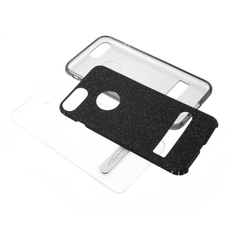 FSHANG Glittery Kickstand TPU + PC Back Case for iPhone 7 Plus 5.5 Inch - Black-9