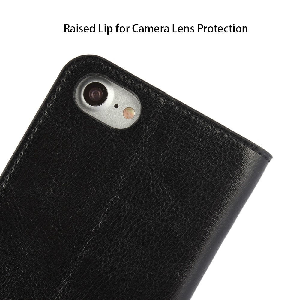 Crazy Horse Genuine Full Grain Leather Wallet Case for iPhone 7 4.7 Inch - Black-10