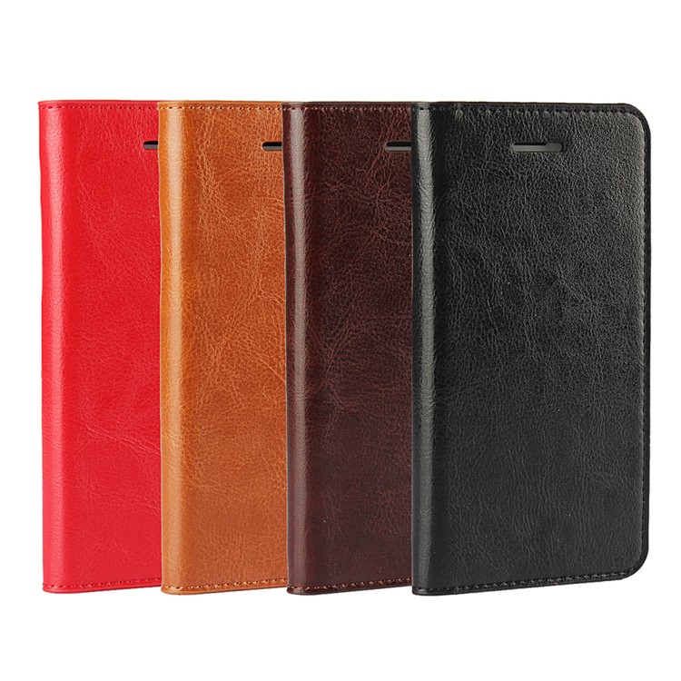 Crazy Horse Full Grain Genuine Leather Wallet Case for iPhone 7 Plus - Black-11