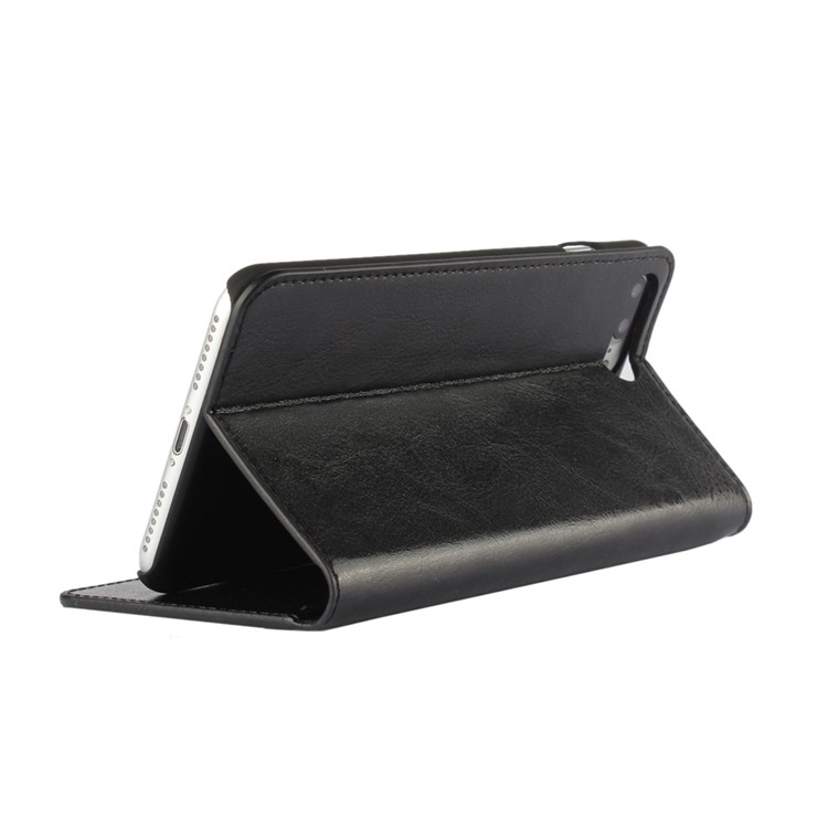 Crazy Horse Full Grain Genuine Leather Wallet Case for iPhone 7 Plus - Black-3