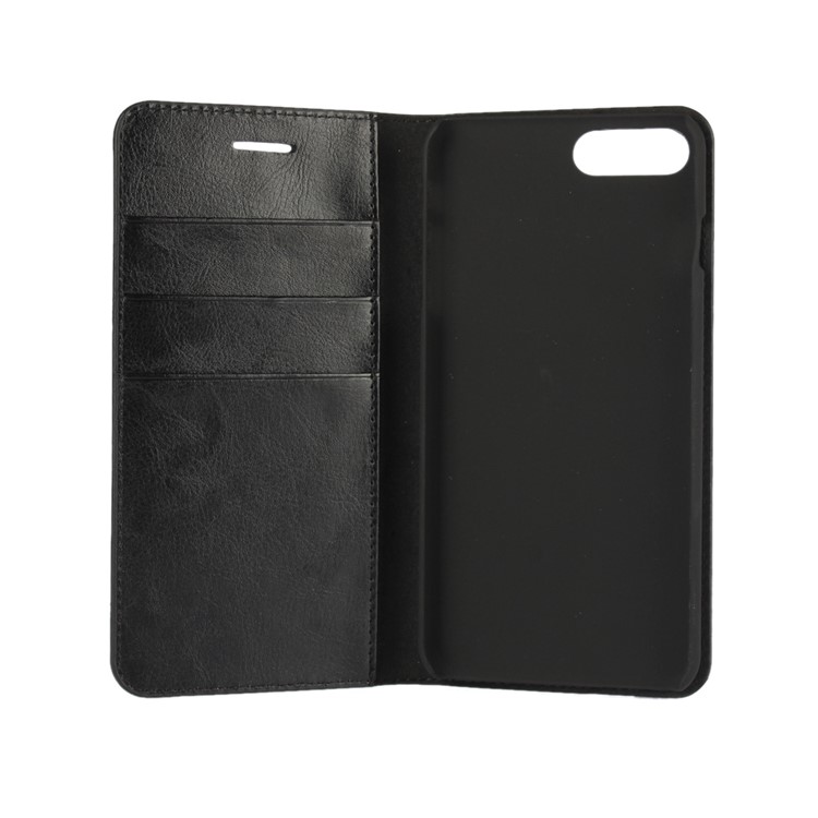 Crazy Horse Full Grain Genuine Leather Wallet Case for iPhone 7 Plus - Black-5