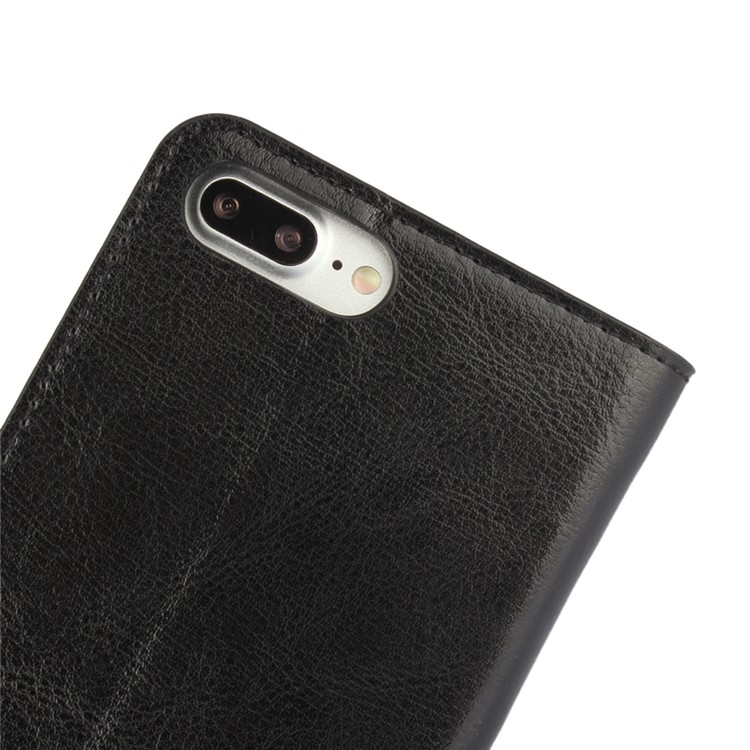 Crazy Horse Full Grain Genuine Leather Wallet Case for iPhone 7 Plus - Black-8