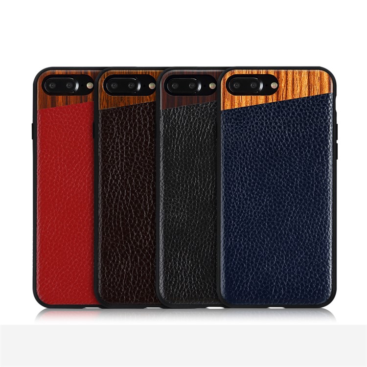 TOTU Jazz Series Metal Wood + Litchi Leather Coated TPU Back Case for iPhone 7 Plus 5.5 - Black-10