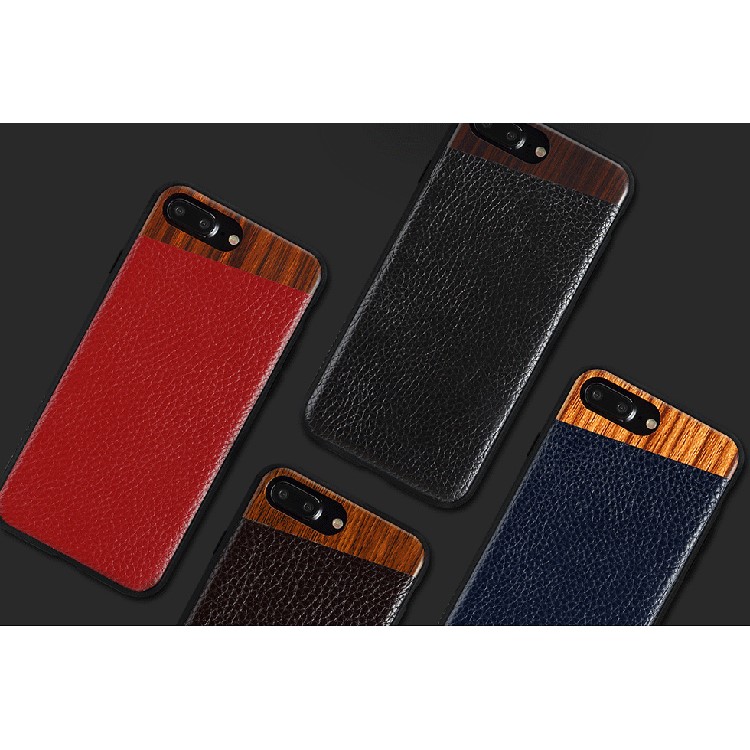 TOTU Jazz Series Metal Wood + Litchi Leather Coated TPU Back Case for iPhone 7 Plus 5.5 - Black-2