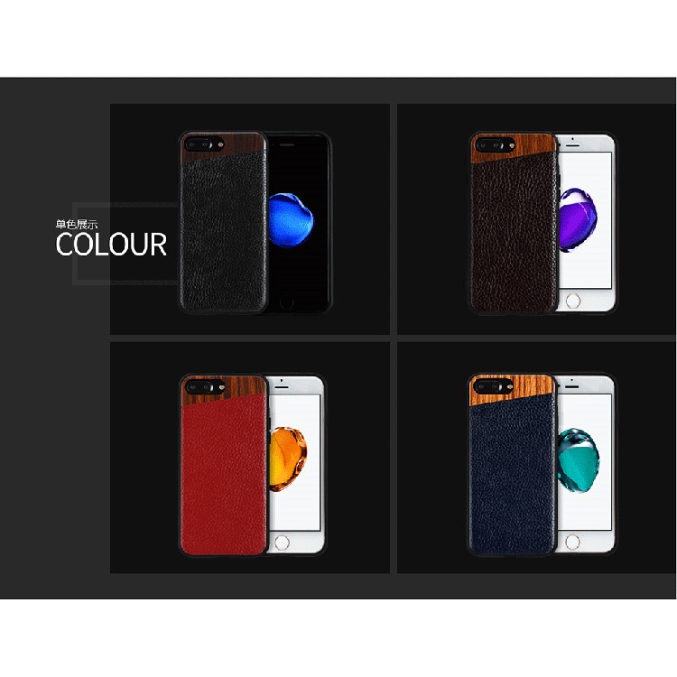 TOTU Jazz Series Metal Wood + Litchi Leather Coated TPU Back Case for iPhone 7 Plus 5.5 - Black-6