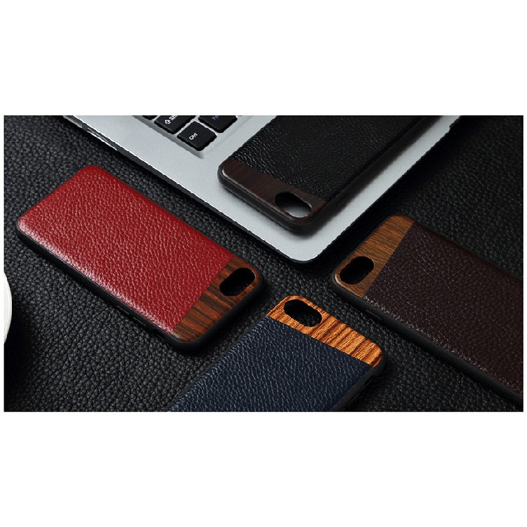 TOTU Jazz Series Metal Wood + Litchi Leather Coated TPU Back Case for iPhone 7 Plus 5.5 - Black-7