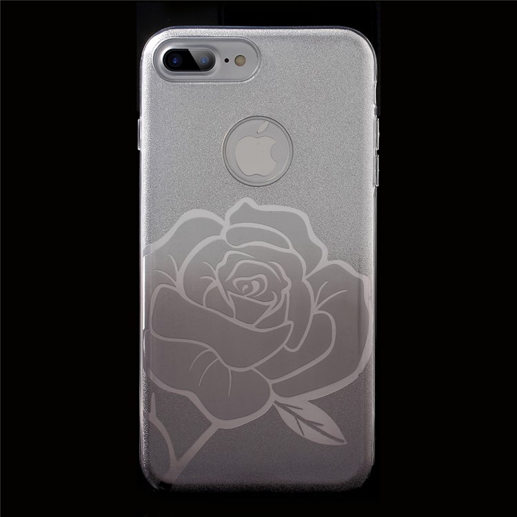 FSHANG for iPhone 7 Plus Rose Flower Glittery Powder TPU + PC Hybrid Case - Black-1