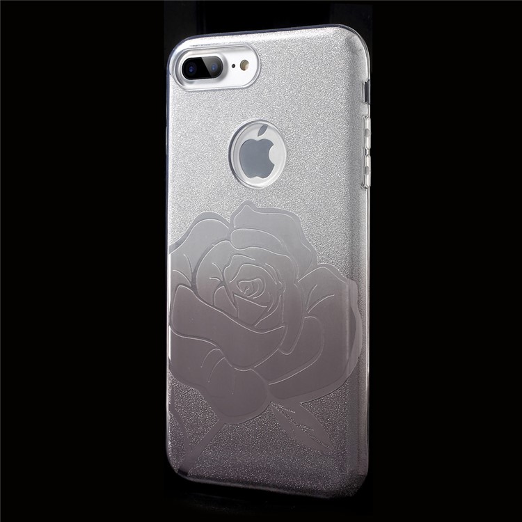 FSHANG for iPhone 7 Plus Rose Flower Glittery Powder TPU + PC Hybrid Case - Black-3