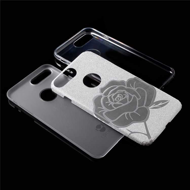 FSHANG for iPhone 7 Plus Rose Flower Glittery Powder TPU + PC Hybrid Case - Black-8