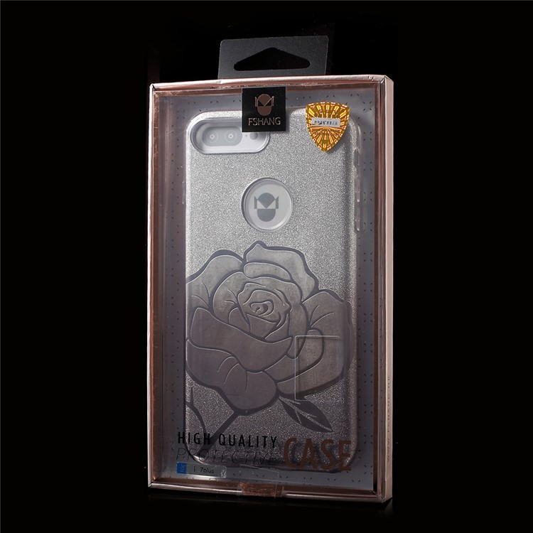 FSHANG for iPhone 7 Plus Rose Flower Glittery Powder TPU + PC Hybrid Case - Black-9
