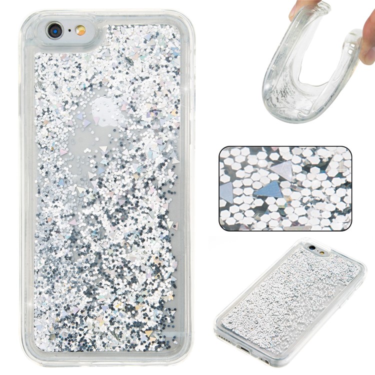 Fluid Floating Glittery Sequins TPU Soft Case for iPhone 6S / 6 4.7 inch - Silver-1