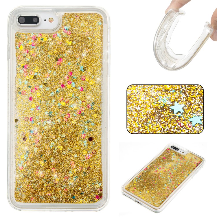 

Liquid Quicksand Dynamic Glitter Sequins TPU Phone Cover for iPhone 8 Plus / 7 Plus 5.5 inch - Gold