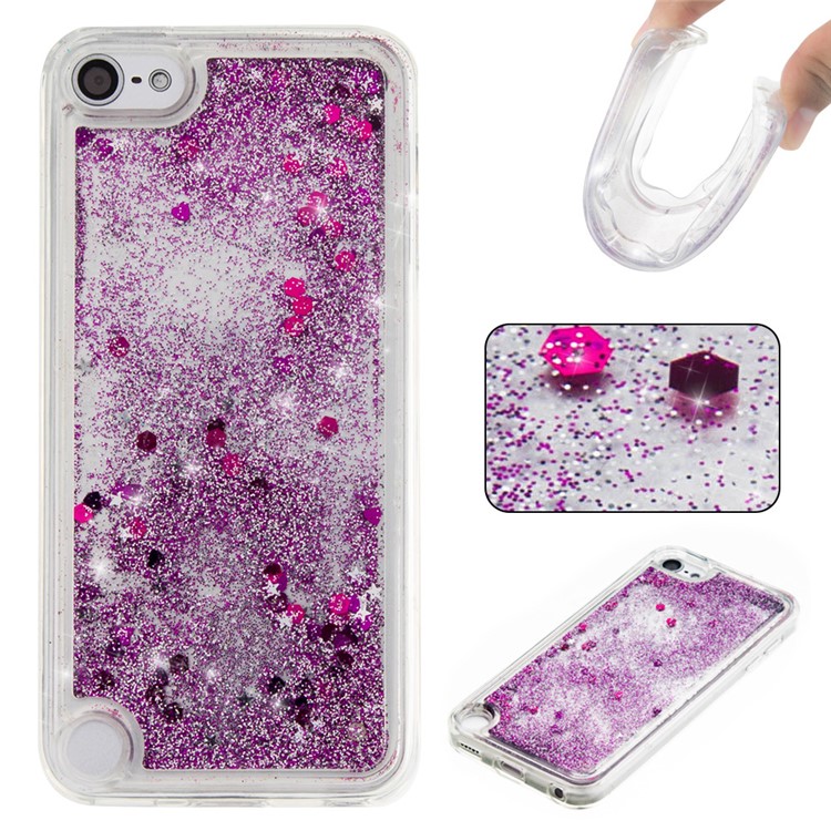 Flowing Glitter Sequins TPU Mobile Protector Cover for iPod Touch (2019) / Touch 6 / 5 - Purple-1