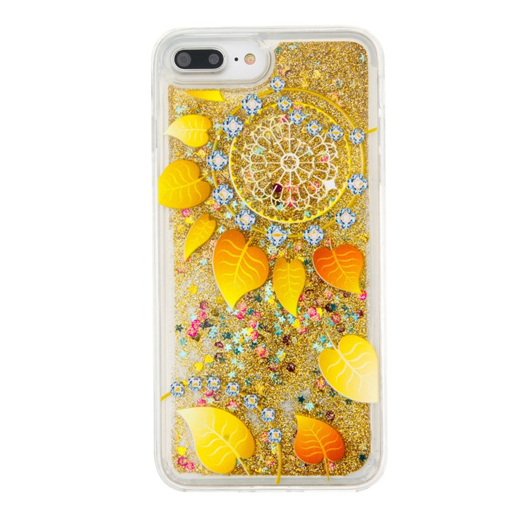 Fluid Glitter Sequins TPU Case for iPhone 7 Plus - Leaves and Dream Catcher-2